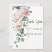 ピンクガーランド牡丹ユーカリ葉ありがとう 招待状 (正面)