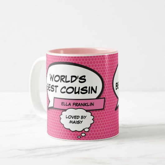 ピンクガーリーおもしろいクールの従属印刷漫画 ツートーンマグカップ (正面左)