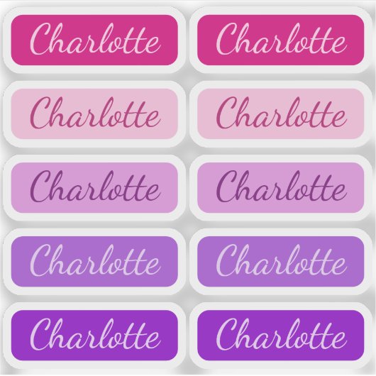 ピンクガーリーからパープルエレガントの署名名ラベル シール (正面)