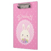 ピンクガーリーかわいいかわいいバニー&フラワーズ名前をカスタムする クリップボード (左)