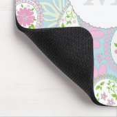 ピンクガーリーかわいいシック名門私立校風のペイズリーモノグラムクリップ マウスパッド (コーナー)