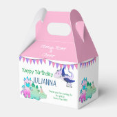 ピンクガーリーかわいいベビー恐竜キッズパーティー フェイバーボックス (裏面サイド)