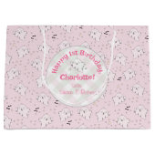 ピンクガーリーかわいい幽霊ベビーハロウィーン1歳の誕生日 ラージペーパーバッグ (正面)