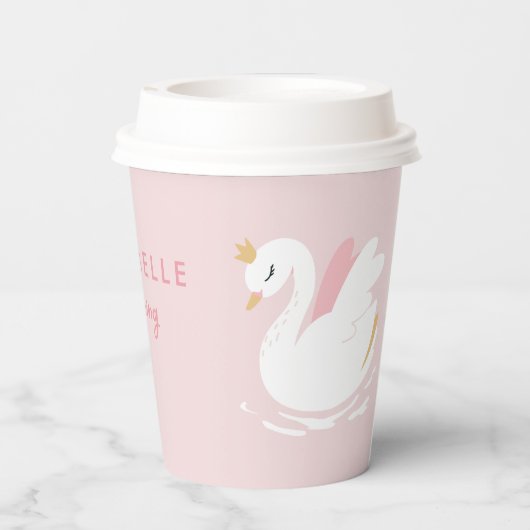 ピンクガーリーかわいい白鳥エレガントな誕生日パーティーデコル 紙コップ (裏面)