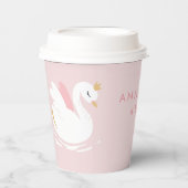 ピンクガーリーかわいい白鳥エレガントな誕生日パーティーデコル 紙コップ (正面)