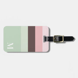 ピンクガーリーがかった茶色のモノグラストライプのム ラゲッジタグ