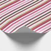 ピンクガーリーがかった赤の横向き横向きストライプパターン ラッピングペーパー (角)