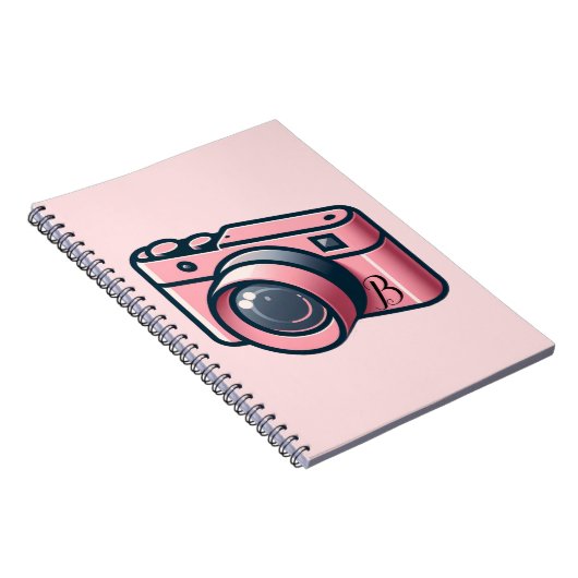 ピンクガーリーとグレーのカメラ撮パーソナライズされた影 ノートブック (右側)