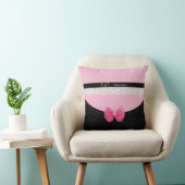 ピンクガーリーとブラックのベビーシューズと弓と名前 クッション (椅子)