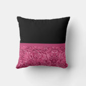 ピンクガーリーとブラックバラフローラかわいいボウ クッション (裏面)