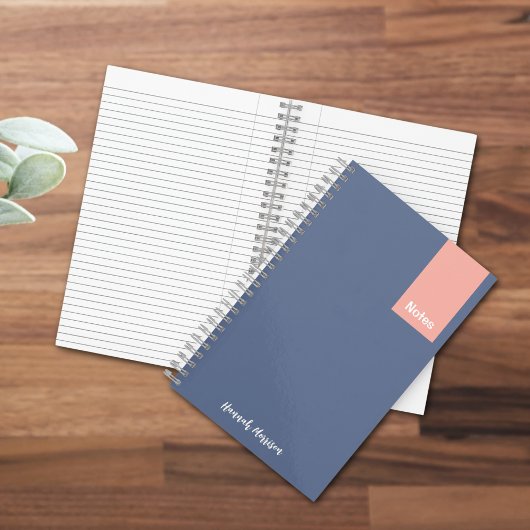 ピンクガーリーとブルーのフルネームモノグラムのノート ノートブック