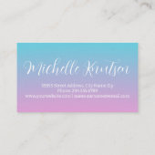 ピンクガーリーとブルーのメイクアップアーティストヘアサロン 名刺 (裏面)