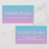 ピンクガーリーとブルーのメイクアップアーティストヘアサロン 名刺 (正面/裏面)