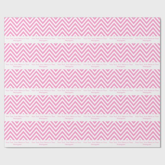 ピンクガーリーとホワイトシェブロン | カスタマイズ ラッピングペーパー (フラット)
