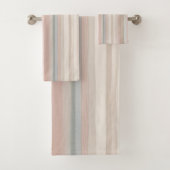 ピンクガーリーとミントモダン沿岸ストライプ バスタオルセット (インサイチュ)