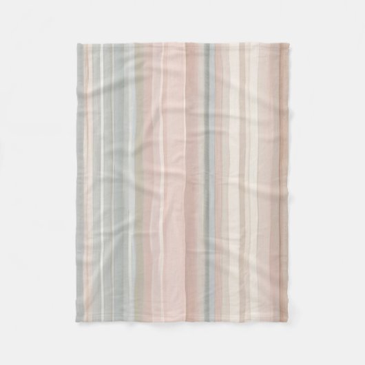 ピンクガーリーとミントモダン沿岸ストライプ フリースブランケット (正面)