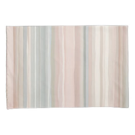 ピンクガーリーとミントモダン沿岸ストライプ 枕カバー