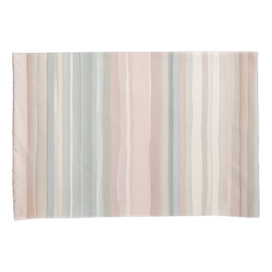 ピンクガーリーとミントモダン沿岸ストライプ 枕カバー (正面右)