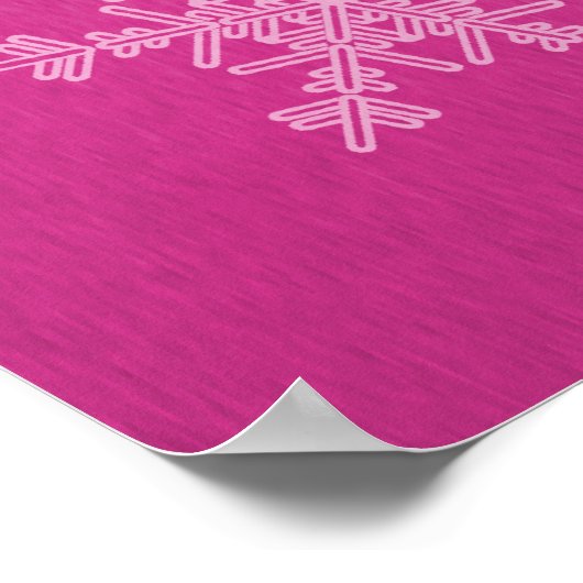 ピンクガーリーと白のクリスマスの雪 ポスター (角)