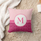 ピンクガーリーと白のモノグラカスタムム模様 クッション (ブランケット)