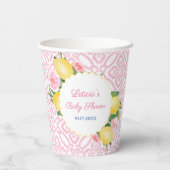 ピンクガーリーと白のレモン赤ちゃんシャワーパーティー 紙コップ (裏面)