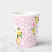 ピンクガーリーと白のレモン赤ちゃんシャワーパーティー 紙コップ (右)