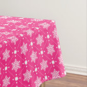 ピンクガーリーと白の雪片クリスマスパターン テーブルクロス (インサイチュ)