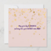 ピンクガーリーと紫のグリッターホース誕生日 カード (裏面)