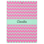 ピンクガーリーと緑のジグザグ模様 クリップボード (裏面)