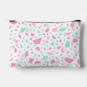 ピンクガーリーと緑のテラゾモザイクポーチ アクセサリーポーチ (正面)