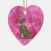 ピンクガーリーと赤面の渦巻き旋回とグリッター セラミックオーナメント (左)