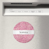 ピンクガーリーと赤面グリッターゼブラ名 マグネット (インサイチュ (食洗機))