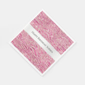 ピンクガーリーと赤面グリッターゼブラ誕生日 スタンダードランチョンナプキン (角)