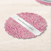 ピンクガーリーと赤面グリッターゼブラ誕生日 ペーパーコースター (アングル)