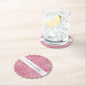 ピンクガーリーと赤面グリッターゼブラ誕生日 ペーパーコースター (インサイチュ)