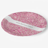 ピンクガーリーと赤面グリッターゼブラ誕生日 ペーパープレート (アングル)