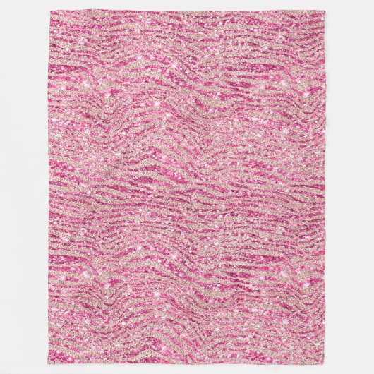 ピンクガーリーと赤面グリッターゼブラ フリースブランケット (正面)