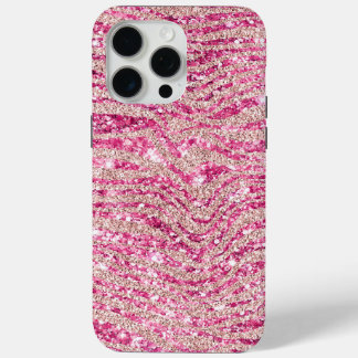 ピンクガーリーと赤面グリッターゼブラ iPhone 15 PRO MAXケース