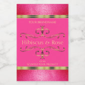 ピンクガーリーと金ゴールドの製品ラベルのグリッター縁ど フードラベル (シングルラベル)