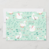 ピンクガーリーのかわいいエレガント白鳥の子どもたち  招待状 (裏面)