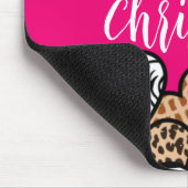 ピンクガーリーのよくはしゃぐアニマルプリントハート名 マウスパッド (コーナー)