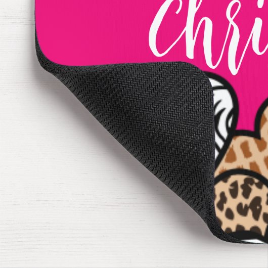 ピンクガーリーのよくはしゃぐアニマルプリントハート名 マウスパッド (コーナー)