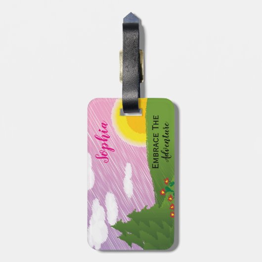ピンクガーリーのアドベンチャーウォーター色 ラゲッジタグ (裏面縦)