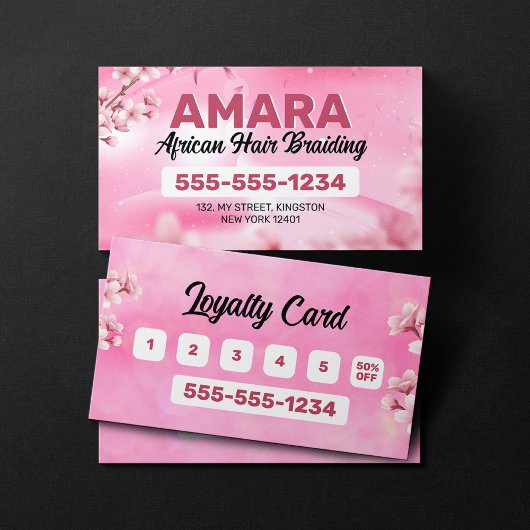 ピンクガーリーのアフリカの髪の編み写真の編組 ロイヤリティカード