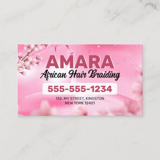 ピンクガーリーのアフリカの髪の編み写真の編組 ロイヤリティカード (正面)