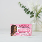 ピンクガーリーのアフリカの髪の編み写真の編組 名刺 (スタンド正面)