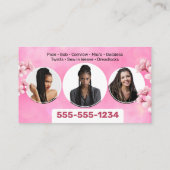 ピンクガーリーのアフリカの髪の編み写真の編組 名刺 (裏面)