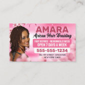 ピンクガーリーのアフリカの髪の編み写真の編組 名刺 (正面)