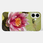 ピンクガーリーのウォーターリリー写真リリパッドパーソナライズされた Case-Mate iPhoneケース (裏面 (横))
