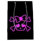 ピンクガーリーのエモスカルとbow teenage girl black ミディアムペーパーバッグ (正面)